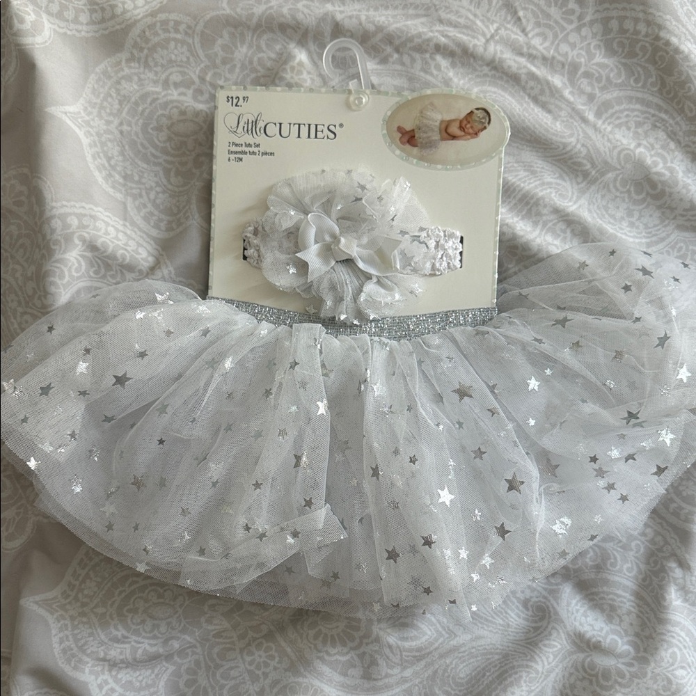 White and Silver Star Tutu Set